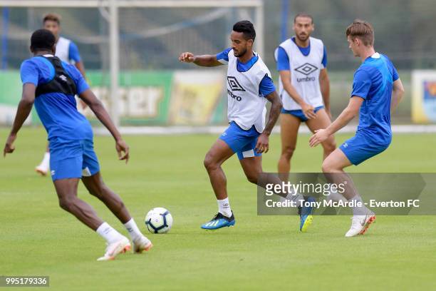 Theo Walcott of Everton during the Everton training session on July 10, 2018 in Bad Mitterndorf, Austria.