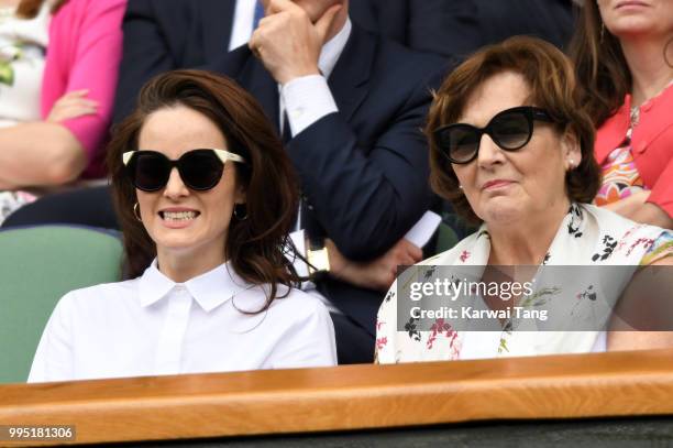 Michelle Dockery and Lorraine Dockery attend day eight of the Wimbledon Tennis Championships at the All England Lawn Tennis and Croquet Club on July...