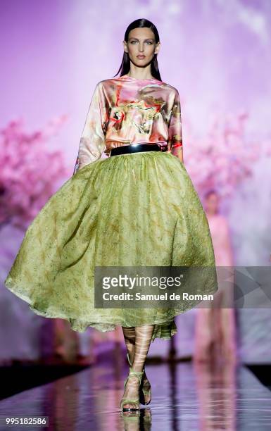 Model walks the runway during the Hannibal Laguna show at Mercedes Benz Fashion Week Madrid Spring/Summer 2019 on July 10, 2018 in Madrid, Spain.