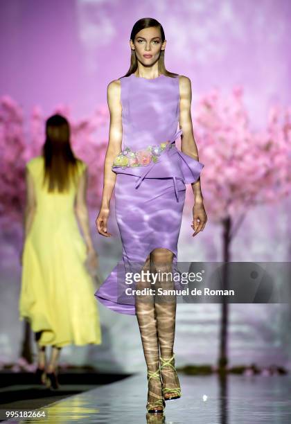 Model walks the runway during the Hannibal Laguna show at Mercedes Benz Fashion Week Madrid Spring/Summer 2019 on July 10, 2018 in Madrid, Spain.