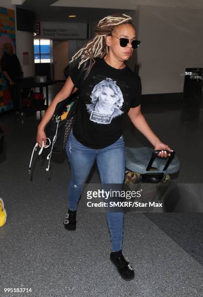 Faith Evans is seen on July 9, 2018 in Los Angeles, CA.