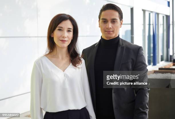 Actors Sibel Kekilli and Yasin Boynuince at the German public broadcaster ZDF-neo's presentation of two new television series in the ZDF studio in...