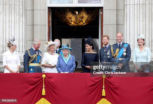 Sophie, Countess of Wessex, Prince Charles, Prince of Wales, Camilla, Duchess of Cornwall, Queen Elizabeth II, Meghan, Duchess of Sussex, Prince...