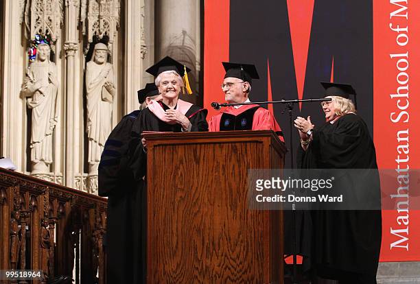 Angela Lansbury receives an honorary Doctor of Musical Arts degree at the 2010 Manhattan School of Music commencement at Riverside Church on May 14,...