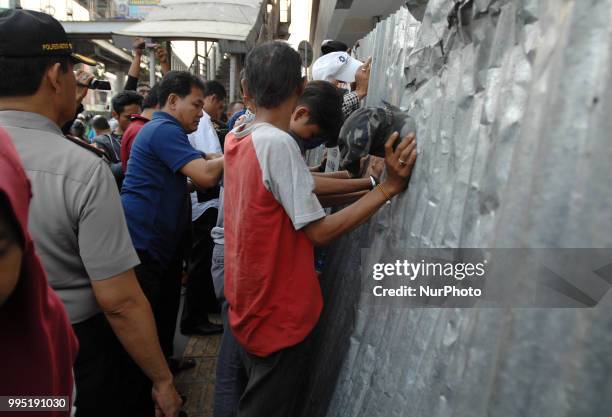 Some thugs are secured at the police station for data and briefed in Jatinegara, Jakarta On July 9.2018. The thugs netted at a ceramic site at the...