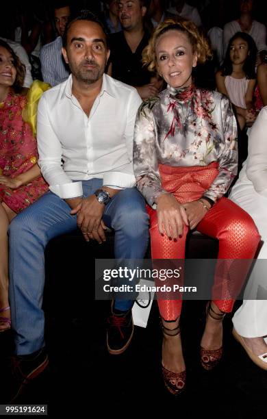 Rocio Carrasco and Fidel Albiac attend Hannibal Laguna show at Mercedes Benz Fashion Week Madrid Spring/ Summer 2019