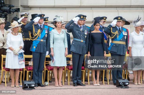 Britain's Camilla, Duchess of Cornwal, Britain's Prince William, Duke of Cambridge, Britain's Catherine, Duchess of Cambridge, Britain's Prince...