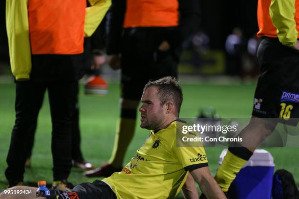 Reuben Way of Heidelberg United during the NPL Dockerty Cup match between Heidelberg United and Bentleigh Greens at Jack Edwards Reserve on July 10,...