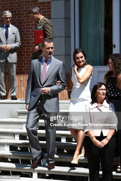 King Felipe VI of Spain and Queen Letizia of Spain attend several audiences at Zarzuela Palace on July 10, 2018 in Madrid, Spain.