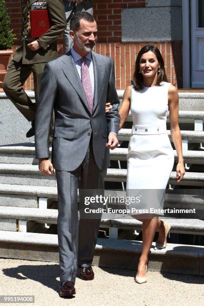 King Felipe VI of Spain and Queen Letizia of Spain attend several audiences at Zarzuela Palace on July 10, 2018 in Madrid, Spain.