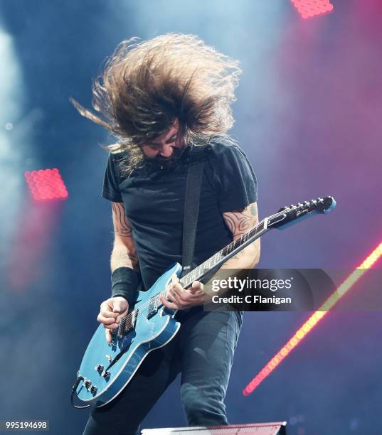 Dave Grohl of the Foo Fighters performs during the 51st Festival d'ete de Quebec on July 9, 2018 in Quebec City, Canada.