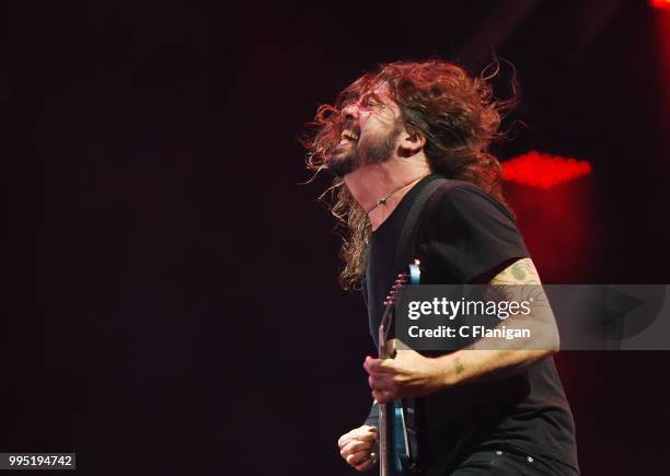 Dave Grohl of the Foo Fighters performs during the 51st Festival d'ete de Quebec on July 9, 2018 in Quebec City, Canada.