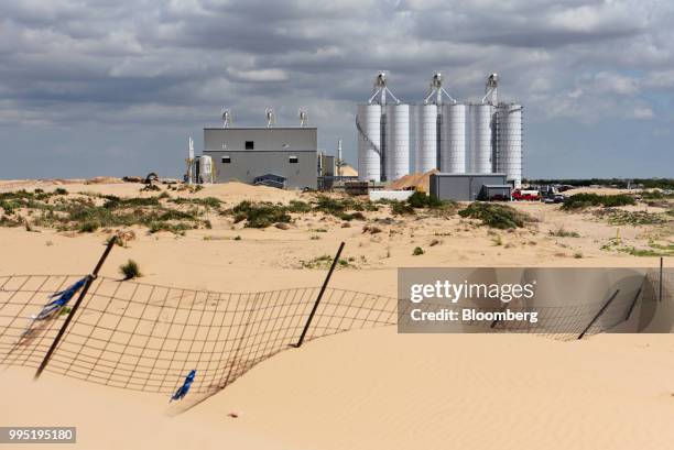 The Hi-Crush Partners LP sand mining facility stands in Kermit, Texas, U.S., on Wednesday, June 20, 2018. In the West Texas plains, frack-sand mines...