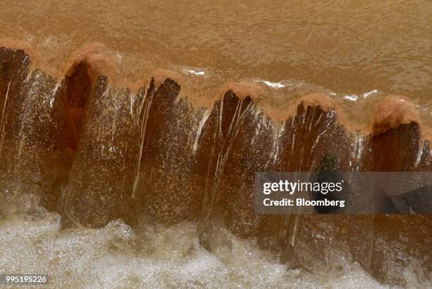 Water mixes with sand at the Hi-Crush Partners LP mining facility in Kermit, Texas, U.S., on Wednesday, June 20, 2018. In the West Texas plains,...