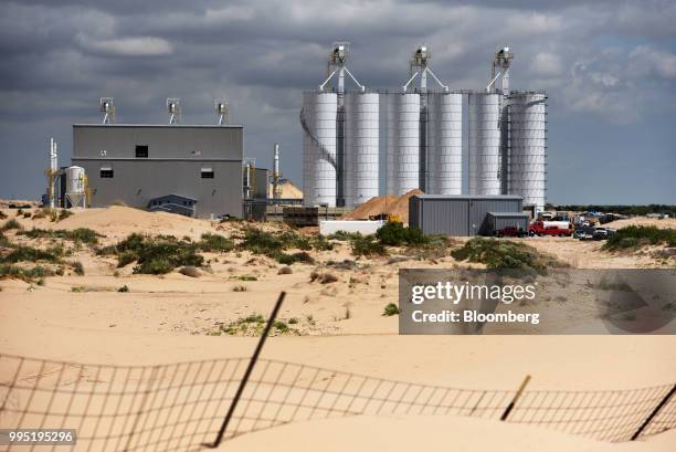 The Hi-Crush Partners LP sand mining facility stands in Kermit, Texas, U.S., on Wednesday, June 20, 2018. In the West Texas plains, frack-sand mines...