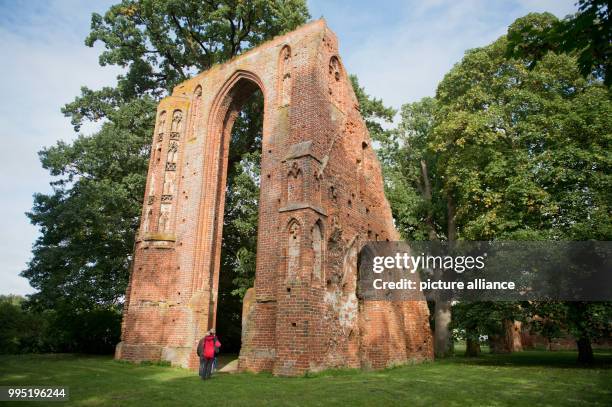 The archway of the monastery ruin Eldena can be seen near Greifswald, Germany, 20 September 2017. The monastery was founded by monks in 1199 and...
