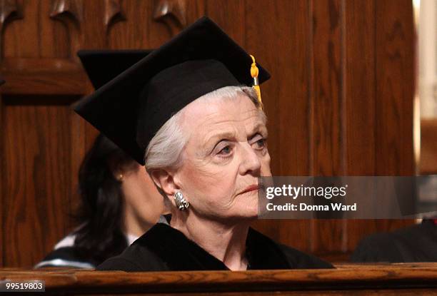 Angela Lansbury receives an honorary Doctor of Musical Arts degree at the 2010 Manhattan School of Music commencement at Riverside Church on May 14,...