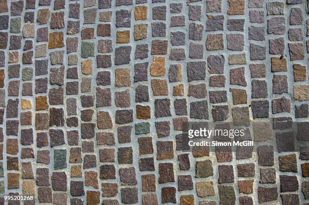 square-shaped cobblestone and concrete path - cobblestone 個照片及圖片檔