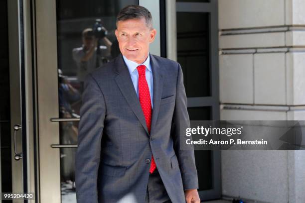 July 10: Michael Flynn, former National Security Advisor to President Donald Trump, departs the E. Barrett Prettyman United States Courthouse...