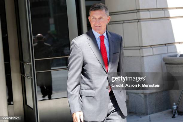 July 10: Michael Flynn, former National Security Advisor to President Donald Trump, departs the E. Barrett Prettyman United States Courthouse...
