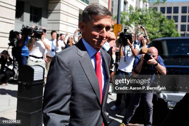 July 10: Michael Flynn, former National Security Advisor to President Donald Trump, departs the E. Barrett Prettyman United States Courthouse...