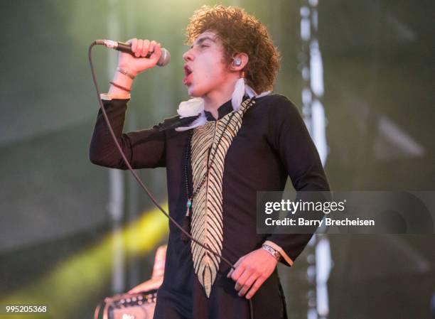 Joshua Kiszka of Greta Van Fleet performs at the Festival dété de Québec on July 9, 2018 in Queandec City, Canada.