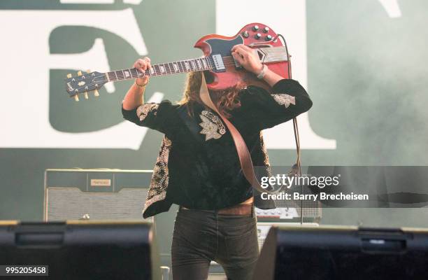 Jake Kiszka of Greta Van Fleet performs at the Festival dété de Québec on July 9, 2018 in Queandec City, Canada.