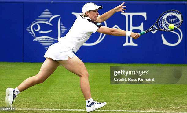 Lisa Raymond of the USA during her first match in the DFS Classic Ladies International Tennis tournament at the Edgbaston Priory Club, Birmingham,...