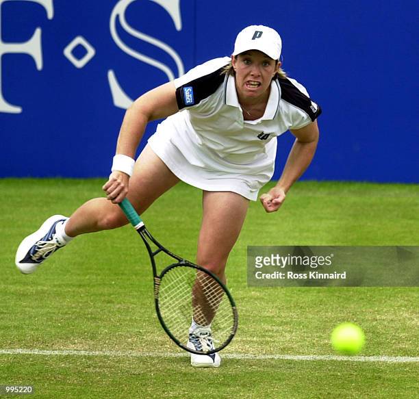 Lisa Raymond of the USA during her first match in the DFS Classic Ladies International Tennis tournament at the Edgbaston Priory Club, Birmingham,...