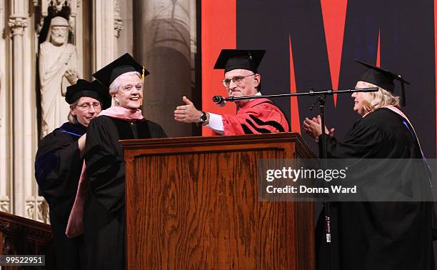 Angela Lansbury receives an honorary Doctor of Musical Arts degree at the 2010 Manhattan School of Music commencement at Riverside Church on May 14,...