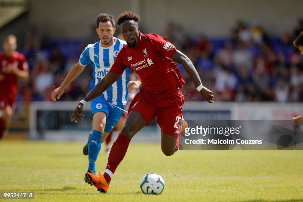 Divock Origi of Liverpool during the Pre-season friendly between Chester City and Liverpool at Swansway Chester Stadium on July 7, 2018 in Chester,...