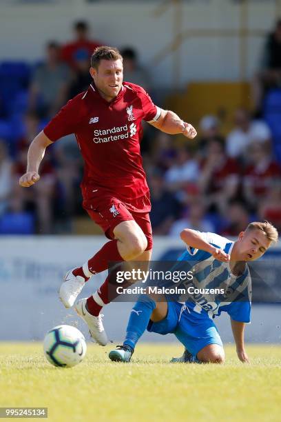 James Milner of Liverpool during the Pre-season friendly between Chester City and Liverpool at Swansway Chester Stadium on July 7, 2018 in Chester,...