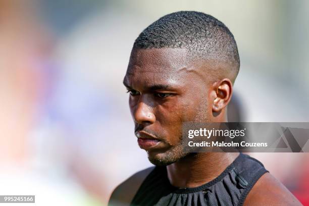 Daniel Sturridge of Liverpool looks on following the Pre-season friendly between Chester City and Liverpool at Swansway Chester Stadium on July 7,...