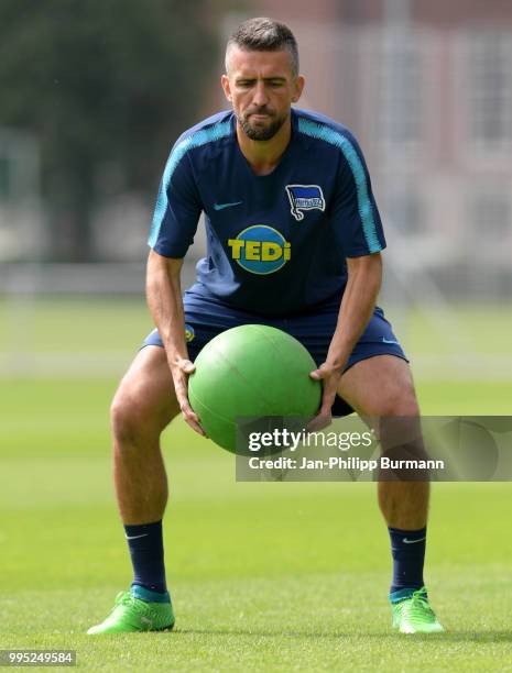 Vedad Ibisevic of Hertha BSC during the training at the Schenkendorfplatz on July 10, 2018 in Berlin, Germany.