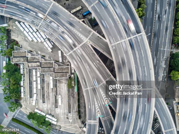 aerial view of shanghai highway - jackal pan， stockfoto's en -beelden