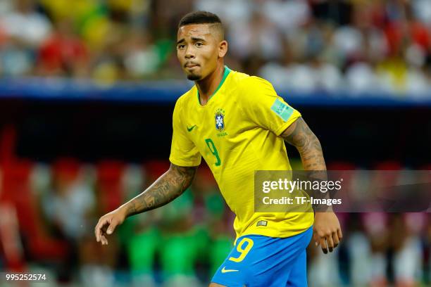 Gabriel Jesus of Brazil looks on during the 2018 FIFA World Cup Russia Quarter Final match between Brazil and Belgium at Kazan Arena on July 6, 2018...