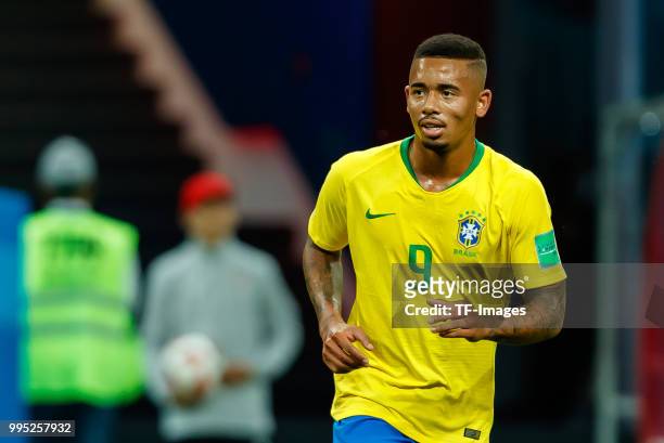 Gabriel Jesus of Brazil looks on during the 2018 FIFA World Cup Russia Quarter Final match between Brazil and Belgium at Kazan Arena on July 6, 2018...