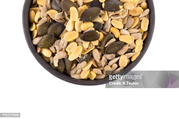 portion of mixed seeds - macrobiotic diet stock pictures, royalty-free photos & images