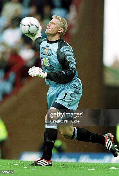 Peter Schmeichel of Villa in action during the match between Aston Villa and Slaven Bilupo in the Intertoto Cup at Villa Park, Birmingham. Mandatory...