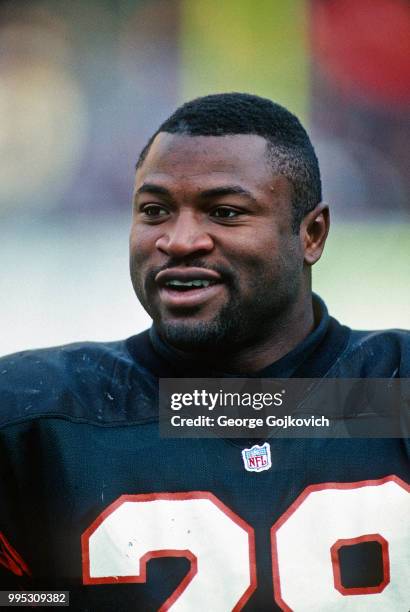 Running back Harold Green of the Cincinnati Bengals looks on from the sideline during a game against the Oakland Raiders at Riverfront Stadium on...