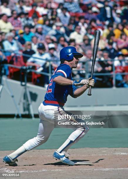 Bill Buckner of the Chicago Cubs bats during a Major League Baseball game against the Pittsburgh Pirates at Three Rivers Stadium in 1982 in...