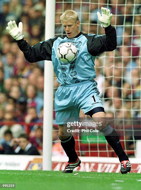 Peter Schmeichel of Villa during the match between Aston Villa and Slaven Bilupo in the Intertoto Cup at Villa Park, Birmingham. Mandatory Credit:...