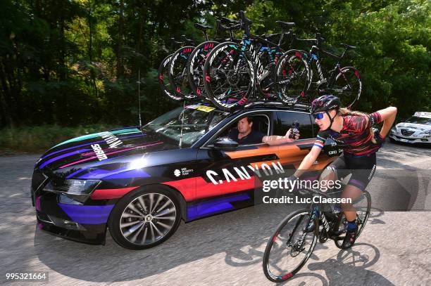 Hannah Barnes of Great Britain and Team Canyon SRAM Racing / Car / Sports Director / Feed Zone / during the 29th Tour of Italy 2018 - Women, Stage 5...