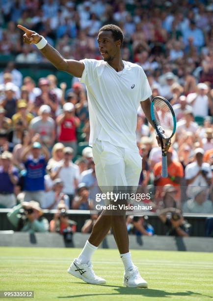 Gael Monfils of France during his third round match against Sam Querrey of USA on day five of the Wimbledon Lawn Tennis Championships at the All...