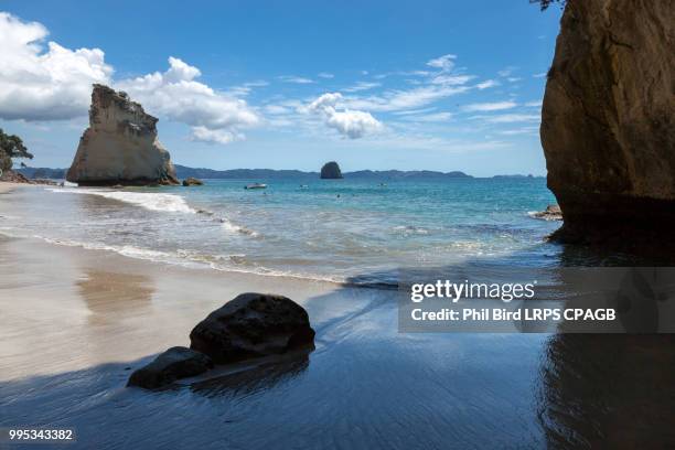 cathedral cove beach near hahei - cathedral cove imagens e fotografias de stock