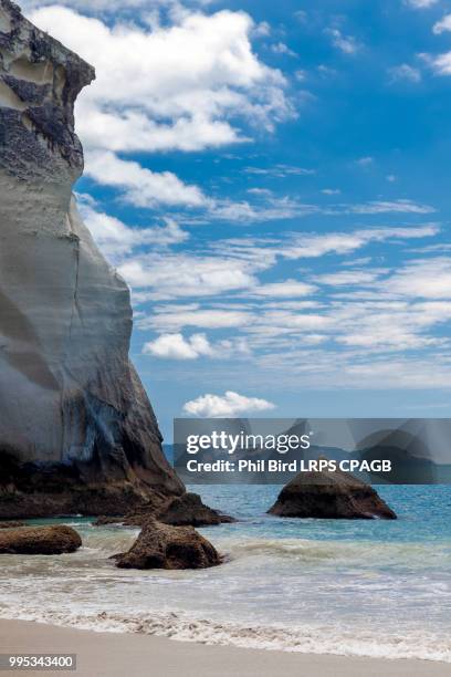 cathedral cove beach near hahei in new zealand - cathedral cove stock pictures, royalty-free photos & images