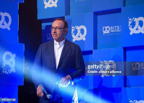 Actor Kevin Spacey on stage at the Bits and Pretzels founders' and investors' festival in Munich, Germany, 24 September 2017. The start-up festival...