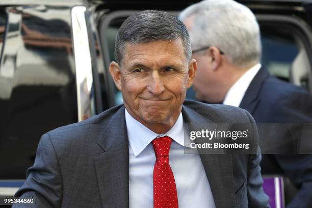 Michael Flynn, former U.S. National security advisor, arrives for a status hearing at federal court in Washington, D.C., U.S., on Tuesday, July 10,...