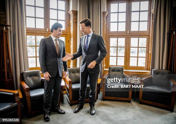 Netherlands Prime Minister Mark Rutte receives Kurdistan Regional Government Prime Minister Nechirvan Barzani at the Ministry of General Affairs in...