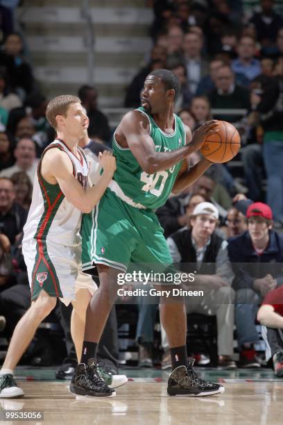 Michael Finley of the Boston Celtics looks to pass the ball against the Milwaukee Bucks on March 9, 2010 at the Bradley Center in Milwaukee,...